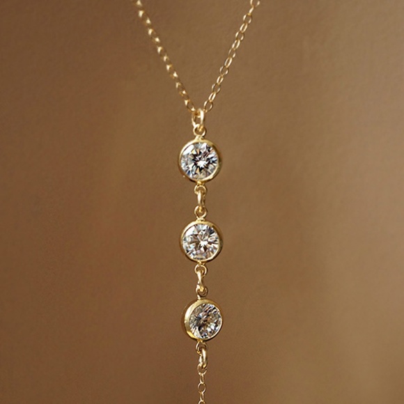 Sexy Cubic Zirconia Backdrop Necklace Prom/Wedding - Picture 2 of 6